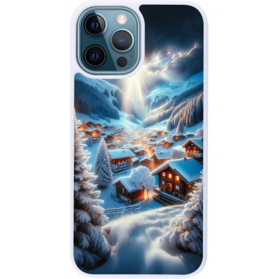 Coque iPhone 12 / 12 Pro - Silicone rigide blanc Mont Neige Lumière