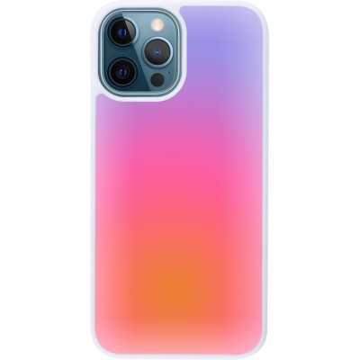 Coque iPhone 12 / 12 Pro - Silicone rigide blanc Orange Pink Blue Gradient