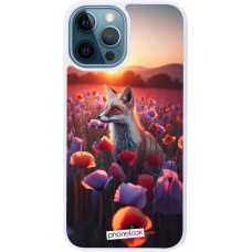 Coque iPhone 12 / 12 Pro - Silicone rigide blanc Renard pourpre au crépuscule