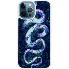 Coque iPhone 12 / 12 Pro - Silicone rigide blanc Serpent Blue Anaconda