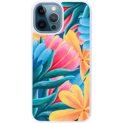 Coque iPhone 12 / 12 Pro - Silicone rigide blanc Spring 23 colorful flowers