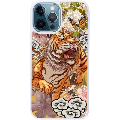 Coque iPhone 12 / 12 Pro - Silicone rigide blanc Spring 23 japanese tiger