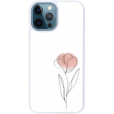 Coque iPhone 12 / 12 Pro - Silicone rigide blanc Spring 23 minimalist flower