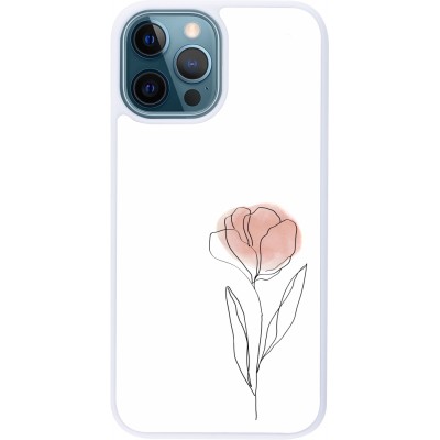 Coque iPhone 12 / 12 Pro - Silicone rigide blanc Spring 23 minimalist flower