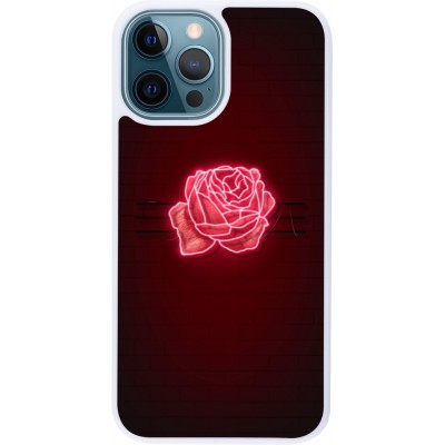 Coque iPhone 12 / 12 Pro - Silicone rigide blanc Spring 23 neon rose