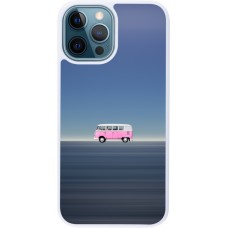 Coque iPhone 12 / 12 Pro - Silicone rigide blanc Spring 23 pink bus