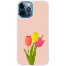 Coque iPhone 12 / 12 Pro - Silicone rigide blanc Spring 23 tulip trio