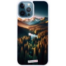 Coque iPhone 12 / 12 Pro - Silicone rigide blanc Sunset Forest Lake