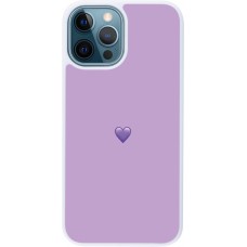 Coque iPhone 12 / 12 Pro - Silicone rigide blanc Valentine 2023 purpule single heart