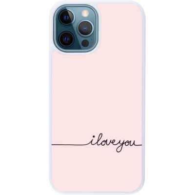 Coque iPhone 12 / 12 Pro - Silicone rigide blanc Valentine 2023 i love you writing