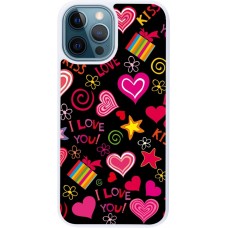 Coque iPhone 12 / 12 Pro - Silicone rigide blanc Valentine 2023 love symbols