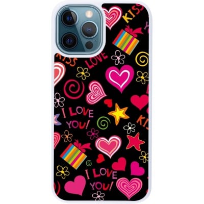 Coque iPhone 12 / 12 Pro - Silicone rigide blanc Valentine 2023 love symbols