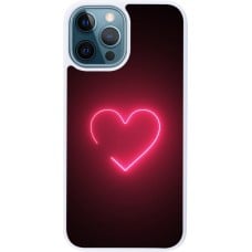 Coque iPhone 12 / 12 Pro - Silicone rigide blanc Valentine 2023 single neon heart