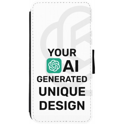 Coque iPhone 12 / 12 Pro - Wallet noir 100% unique générée par intelligence artificielle (AI) avec vos idées