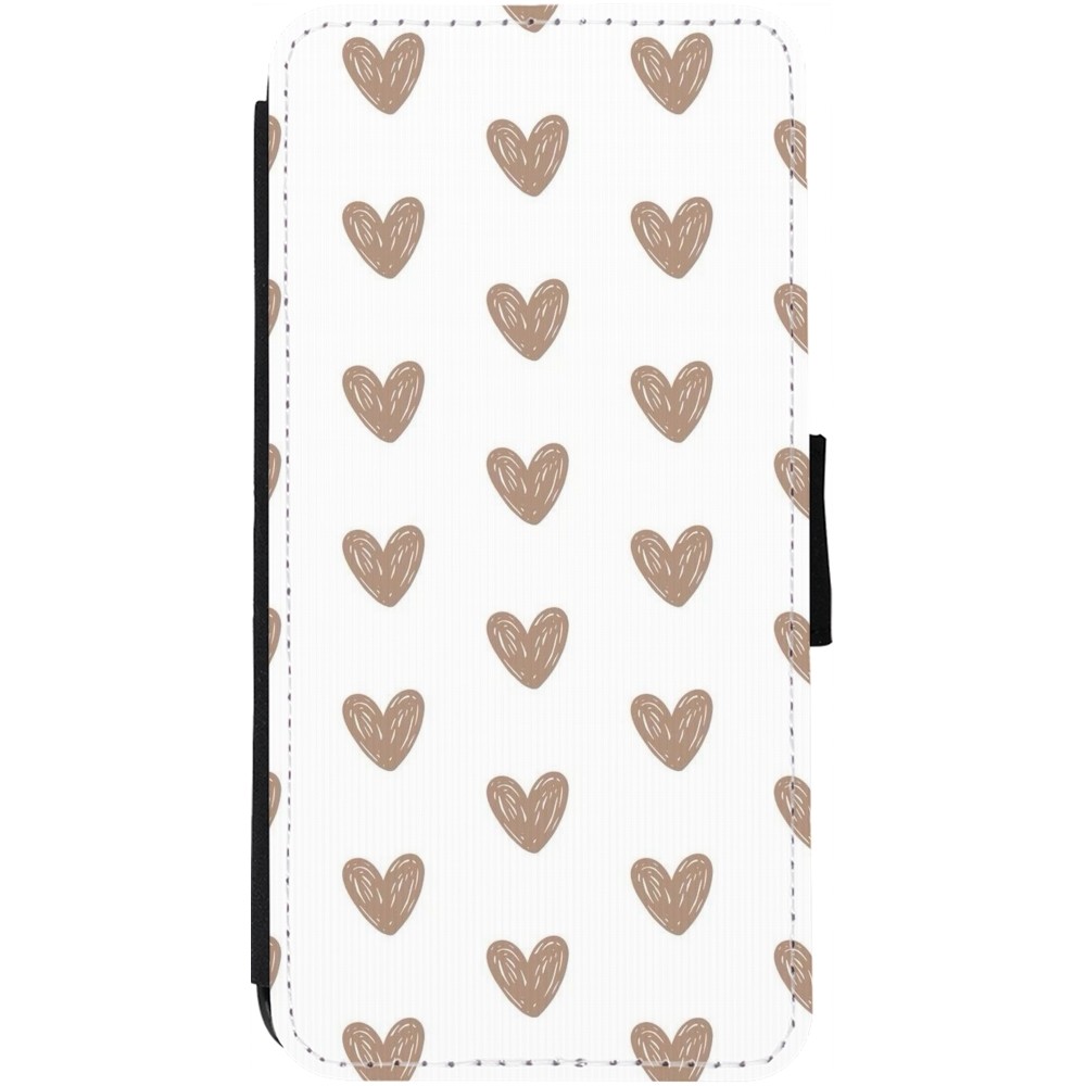 Coque iPhone 12 / 12 Pro - Wallet noir Autumn 2024 brown hearts