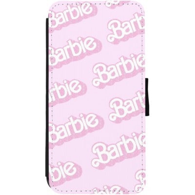 Coque iPhone 12 / 12 Pro - Wallet noir Barbie light pink pattern