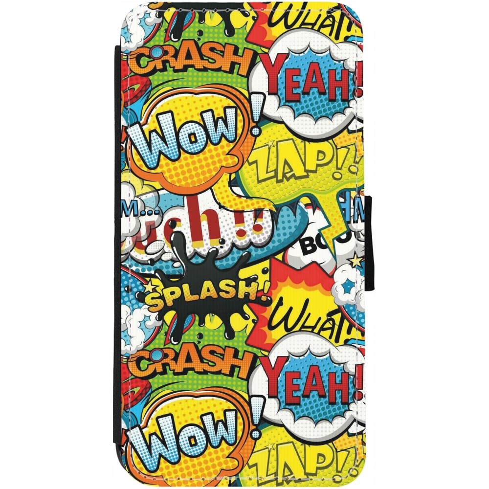 Coque iPhone 12 / 12 Pro - Wallet noir Cartoons slogans