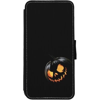 Coque iPhone 12 / 12 Pro - Wallet noir Halloween 2023 discreet pumpkin