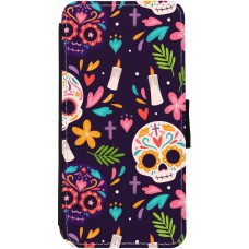 Coque iPhone 12 / 12 Pro - Wallet noir Halloween 2023 mexican style