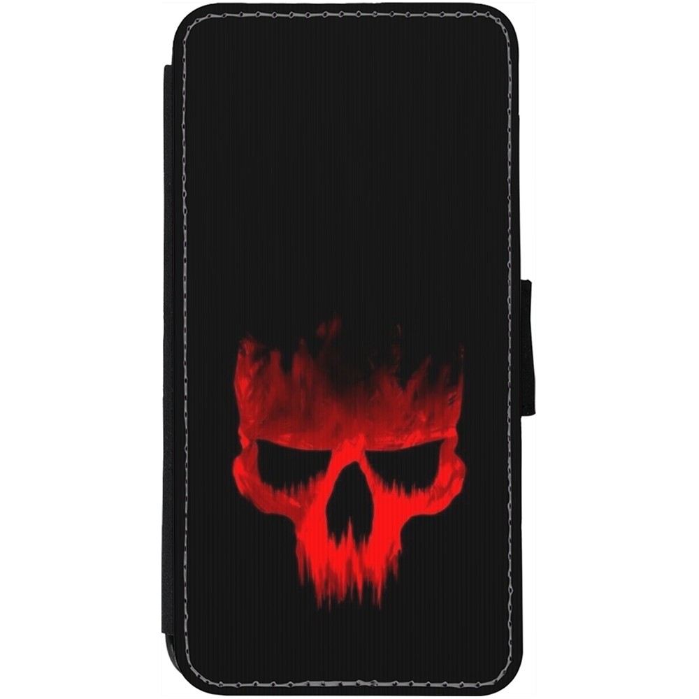 Coque iPhone 12 / 12 Pro - Wallet noir Halloween 2023 scary skull