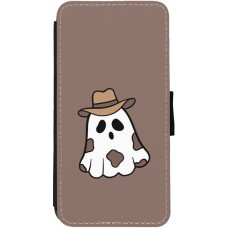 Coque iPhone 12 / 12 Pro - Wallet noir Halloween 2024 cowboy ghost