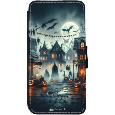 Coque iPhone 12 / 12 Pro - Wallet noir Halloween Spookville