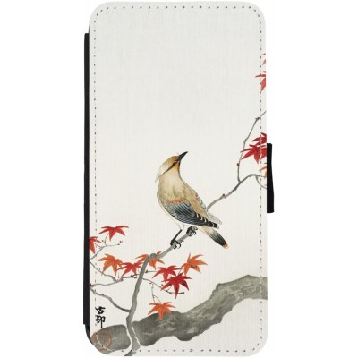 Coque iPhone 12 / 12 Pro - Wallet noir Japanese Bird