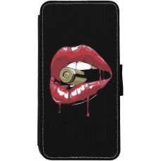 Coque iPhone 12 / 12 Pro - Wallet noir Lips bullet