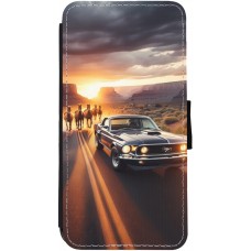 Coque iPhone 12 / 12 Pro - Wallet noir Mustang 69 Grand Canyon