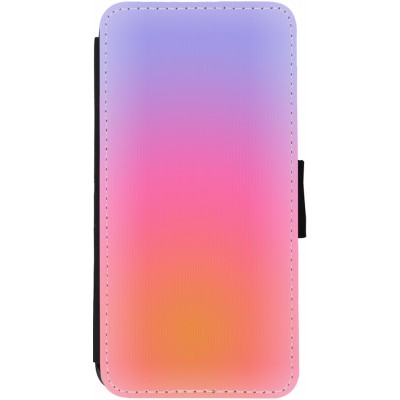 Coque iPhone 12 / 12 Pro - Wallet noir Orange Pink Blue Gradient