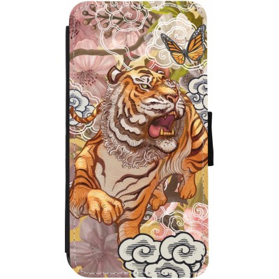 Coque iPhone 12 / 12 Pro - Wallet noir Spring 23 japanese tiger