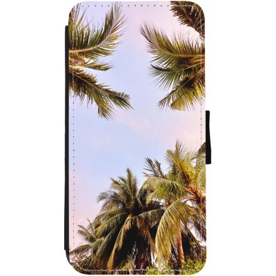 Coque iPhone 12 / 12 Pro - Wallet noir Summer 2023 palm tree vibe