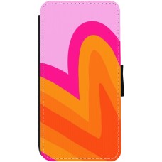 Coque iPhone 12 / 12 Pro - Wallet noir Valentine 2024 heart gradient