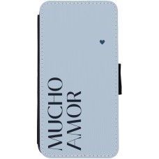 Coque iPhone 12 / 12 Pro - Wallet noir Valentine 2024 mucho amor azul