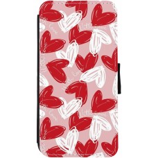 Coque iPhone 12 / 12 Pro - Wallet noir Valentine 2024 with love heart