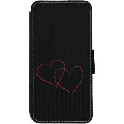 Coque iPhone 12 / 12 Pro - Wallet noir Valentine 2023 attached heart