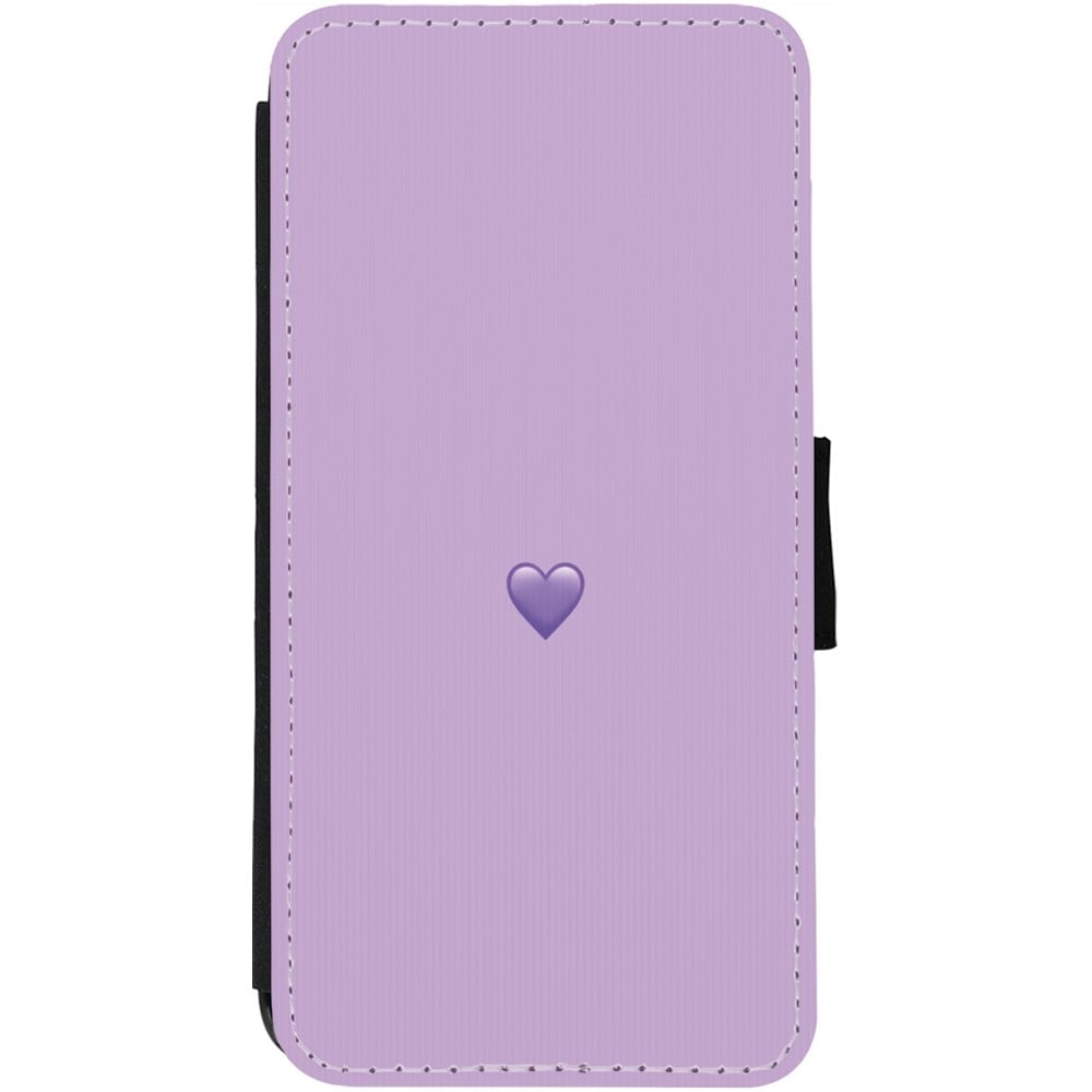 Coque iPhone 12 / 12 Pro - Wallet noir Valentine 2023 purpule single heart