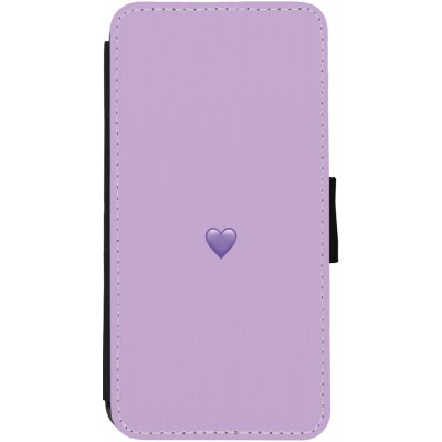 Coque iPhone 12 / 12 Pro - Wallet noir Valentine 2023 purpule single heart