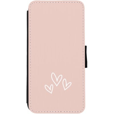 Coque iPhone 12 / 12 Pro - Wallet noir Valentine 2023 three minimalist hearts