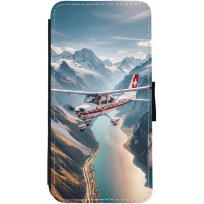 Coque iPhone 12 / 12 Pro - Wallet noir Vol Alpin Suisse