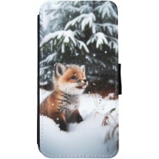 Coque iPhone 12 / 12 Pro - Wallet noir Noël 2023 Renardeau sapin