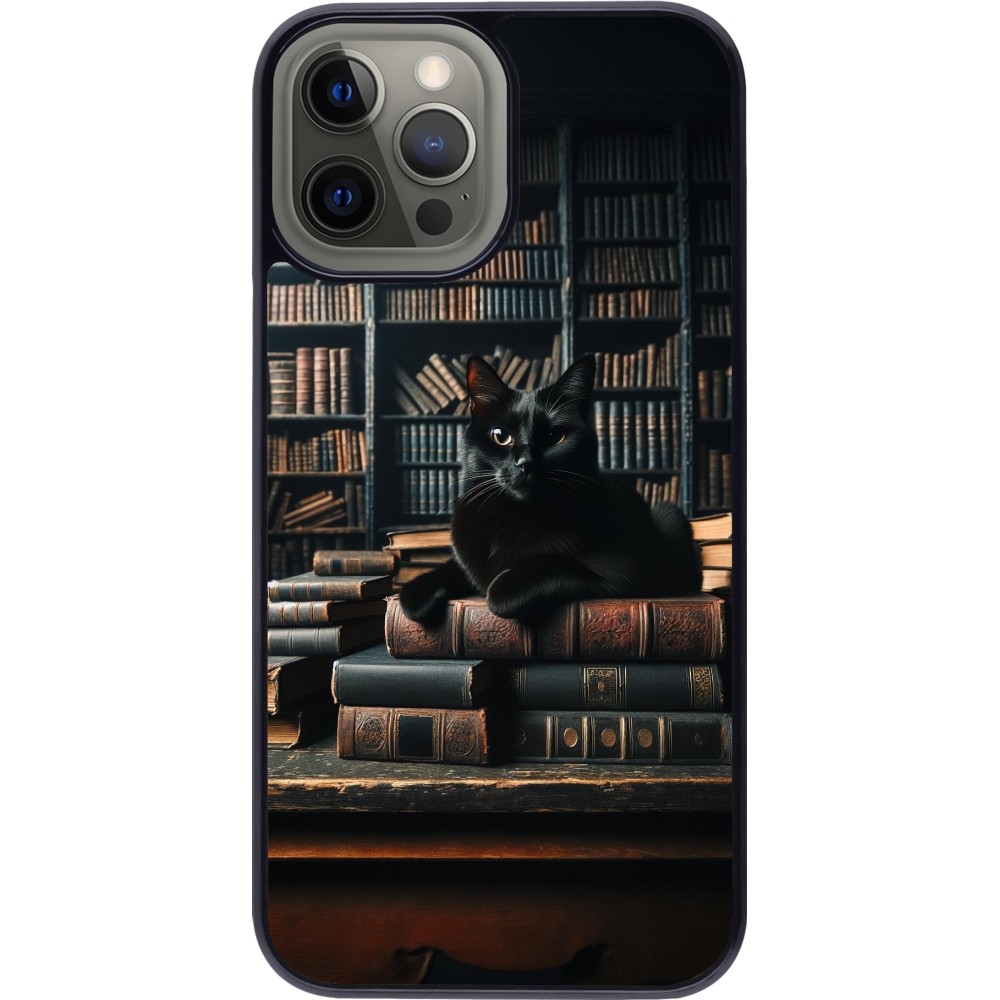 Coque iPhone 12 Pro Max - Chat livres sombres