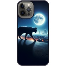 Coque iPhone 12 Pro Max - Chat noir sous la pleine lune