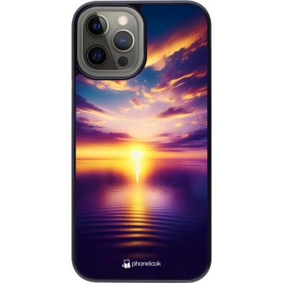 Coque iPhone 12 Pro Max - Coucher soleil jaune violet