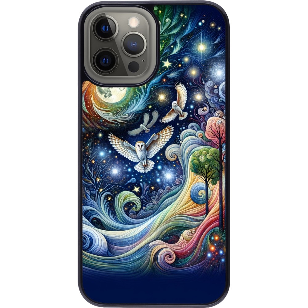 Coque iPhone 12 Pro Max - hibou volant floral