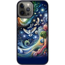 Coque iPhone 12 Pro Max - hibou volant floral