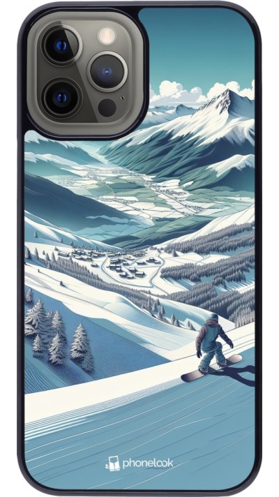 Coque iPhone 12 Pro Max - Snowboarder Montagne