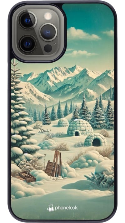 Coque iPhone 12 Pro Max - Vintage Snowy Mountain Igloo