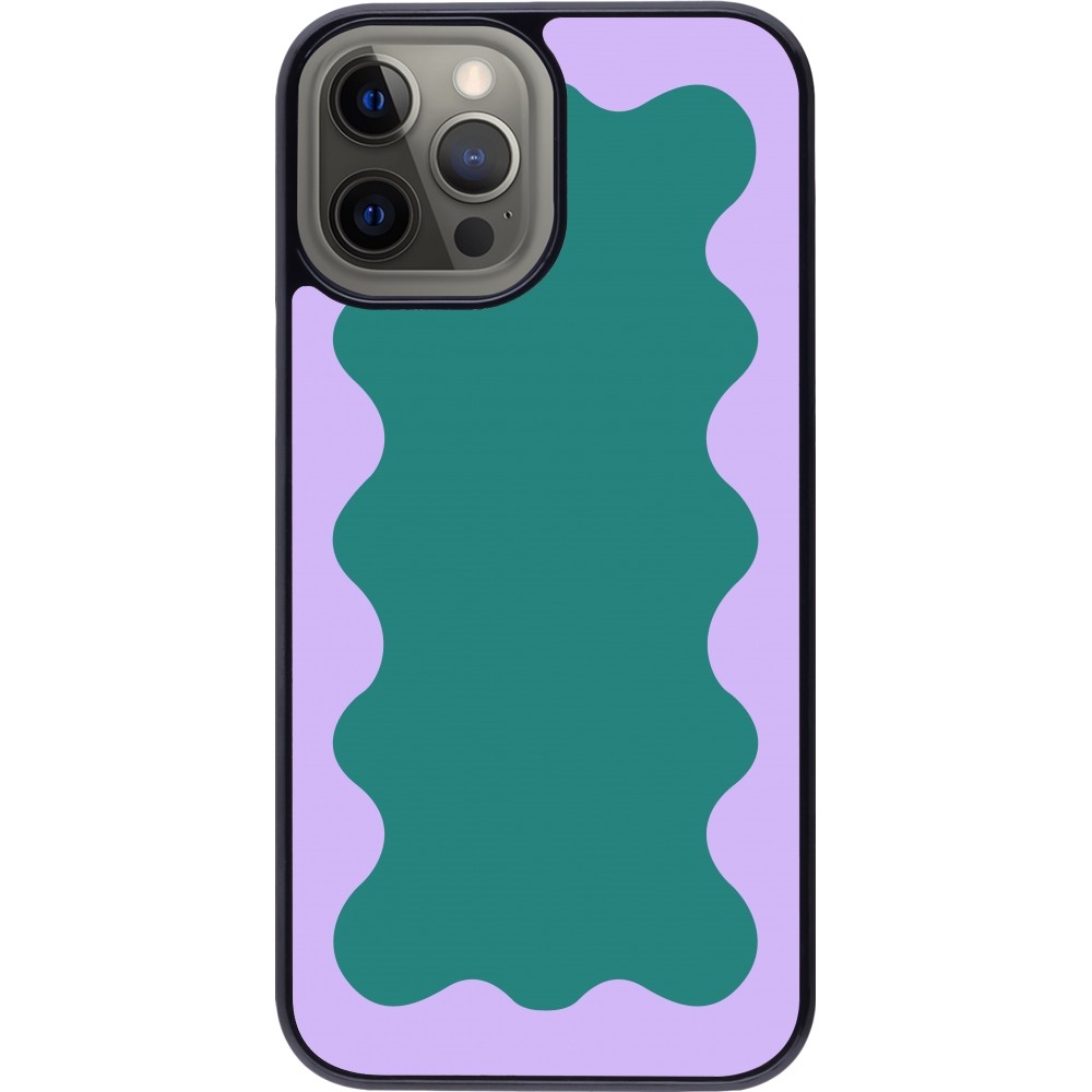 Coque iPhone 12 Pro Max - Wavy Rectangle Green Purple