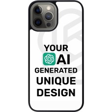 Coque iPhone 12 Pro Max - Silicone rigide noir 100% unique générée par intelligence artificielle (AI) avec vos idées